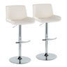 Santi - Upholstered Adjustable Barstool With Swivel And Rounded T Footrest (Set of 2) - Chrome Metal
