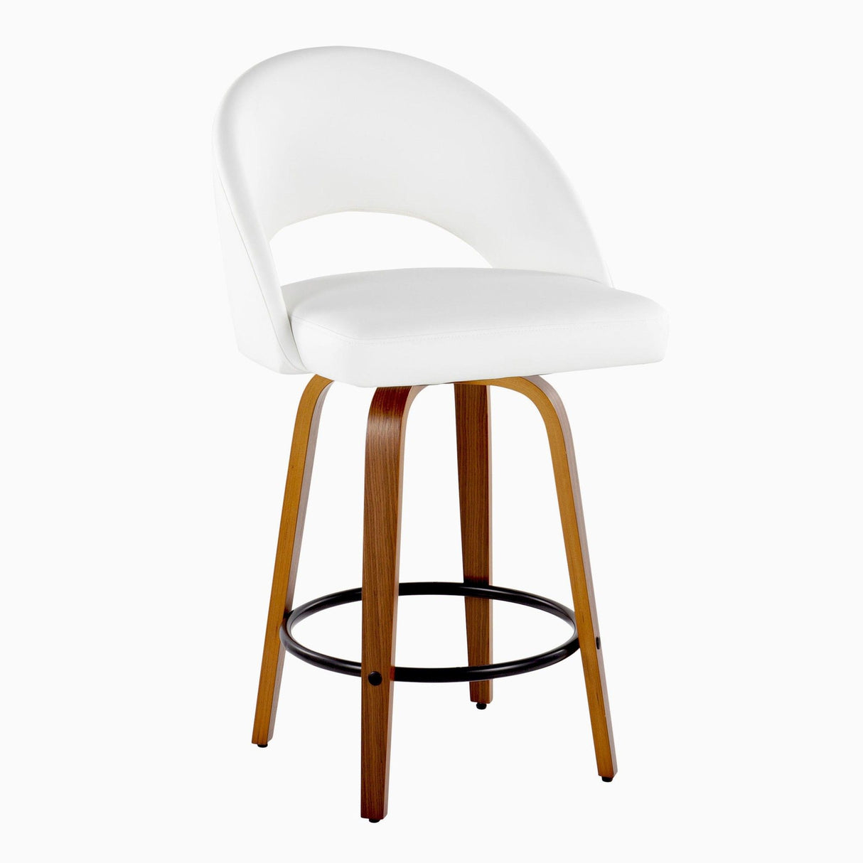 Renee - Upholstered Fixed-Height Barstool (Set of 2) - Walnut Wood Base