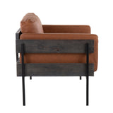 Kari - Farmhouse Accent Chair - Black Metal, Gray Wood