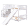 Twin Over Twin Stairway Bunk Bed With Two Drawers And Slide