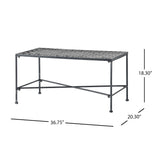Luna - Outdoor Iron Coffee Table - Black Brush Silver