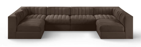 Rummi - Armless Velvet Performance Fabric Upholstered 6 Piece Modular Sectional