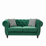 Chesterfield Velvet Fabric Sofa With Roll Armrest And Nailhead, Mid Century 2 Seater Couch