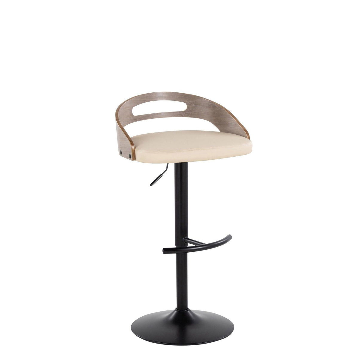 Cassis - Adjustable Swivel Barstool (Set of 2) - Black Metal Frame And Light Gray Wood