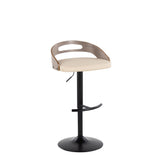 Cassis - Adjustable Swivel Barstool (Set of 2) - Black Metal Frame And Light Gray Wood