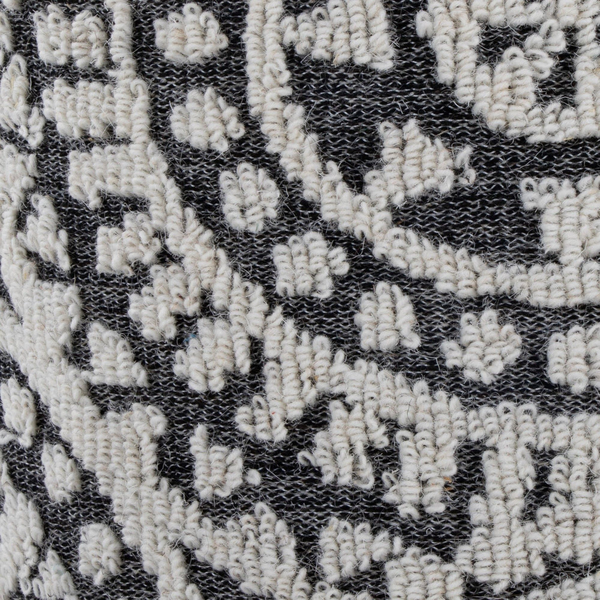 Tahoe - Mosaic Ottoman - Black Wool, Ivory Wool