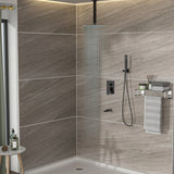 Modern Shower System With Waterfall Tub Spout, 12" Ceiling Mount Square Shower