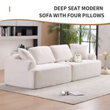 Compression Sofa: 4 Seater Combined Sofa, Crochet Yarn Fabric, Full Sponge Compression Sofa, Combined Sofa With 4 Pillows For Home Living / Home Furniture / Apartment - Beige
