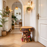 Rabbit Garden Chair, Whimsical Tree Stump Design, Indoor Outdoor Accent Chair - Brown
