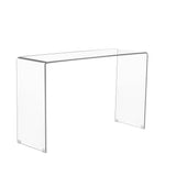 Elegant Transparent Tempered Glass Console Table With Rounded Edges, Modern Sofa Table - Clear