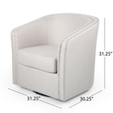 Modern Upholstered Swivel Club Chair With Nailhead Trim
