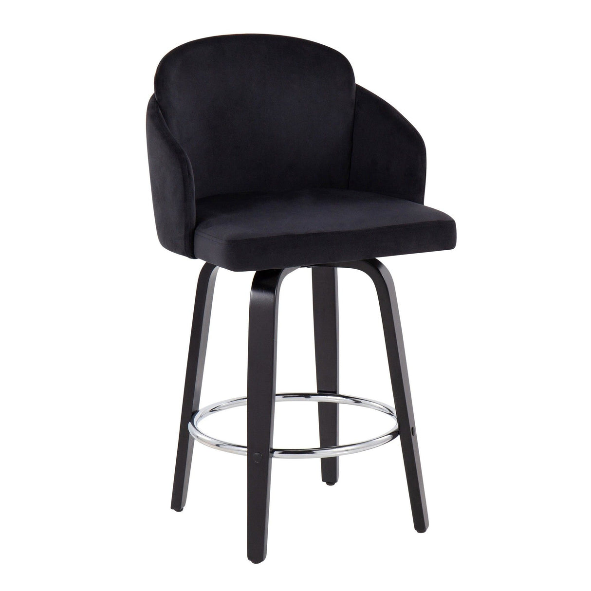 Dahlia - Contemporary Counter Stool With Velvet Seat (Set of 2) - Black Wood