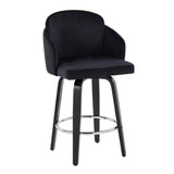 Dahlia - Contemporary Counter Stool With Velvet Seat (Set of 2) - Black Wood