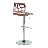 Folia - Adjustable Swivel Barstool (Set of 2) - Chrome Metal And Walnut Back