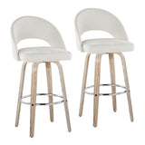 Renee - Upholstered Fixed-Height Barstool (Set of 2) - Whitewashed Wood