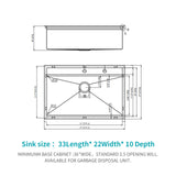 33" Drop In Kitchen Sink With Workstation, 16 Gauge Stainless Steel - Brushed Nickel