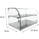 22 in. Commercial Countertop Bakery Display Case with Front Curved Glass and Rear Door, 1.5 cu. ft. DC-2C.