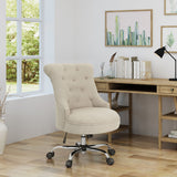 Fidelity - Upholstered Office Chair With Sloped Arms And Rolled Backrest - Wheat / Chrome