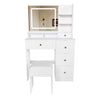 Vanity Desk With Mirror, 3 Color Lighting And Stool