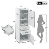 Freestanding Bathroom Vanity Tall With Damping Hinge Doors, Adjustable Shelves - White