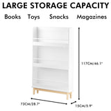 Wall Mounted Bookshelf, 3 Front Facing Display Shelves For Toddler Bedroom - White