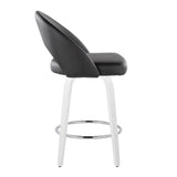 Cinch - Contemporary Fixed-Height Swivel Counter Stool (Set of 2) - White Wood And Round Silver Footrest