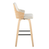 Stella - Contemporary Fixed-Height Swivel Barstool (Set of 2) - Natural Wood