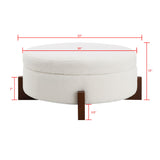 Round Storage Ottoman, Footrest Stool For Living Room