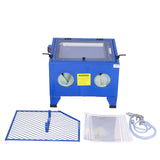 Bench Top Portable Sand Blaster Cabinet Kit 25 Gallon With 80 Psi Capacity - Blue