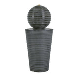31.5" Tall Striped Column Fountain With LED Light Design For Outdoor Spaces - Gray