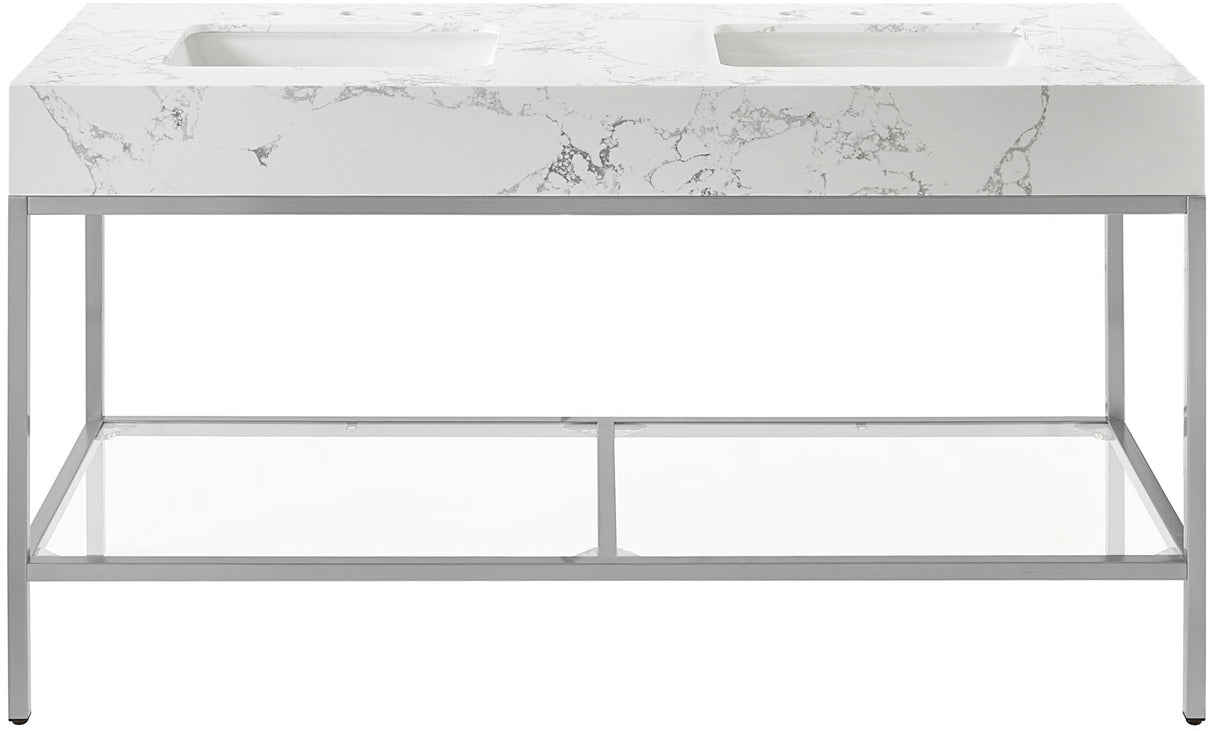 Marmo - Engineered Marble Bathroom Vanity With Chrome Base