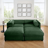 Contemporary Elegant White Chenille Sofa With Storage And Ottoman