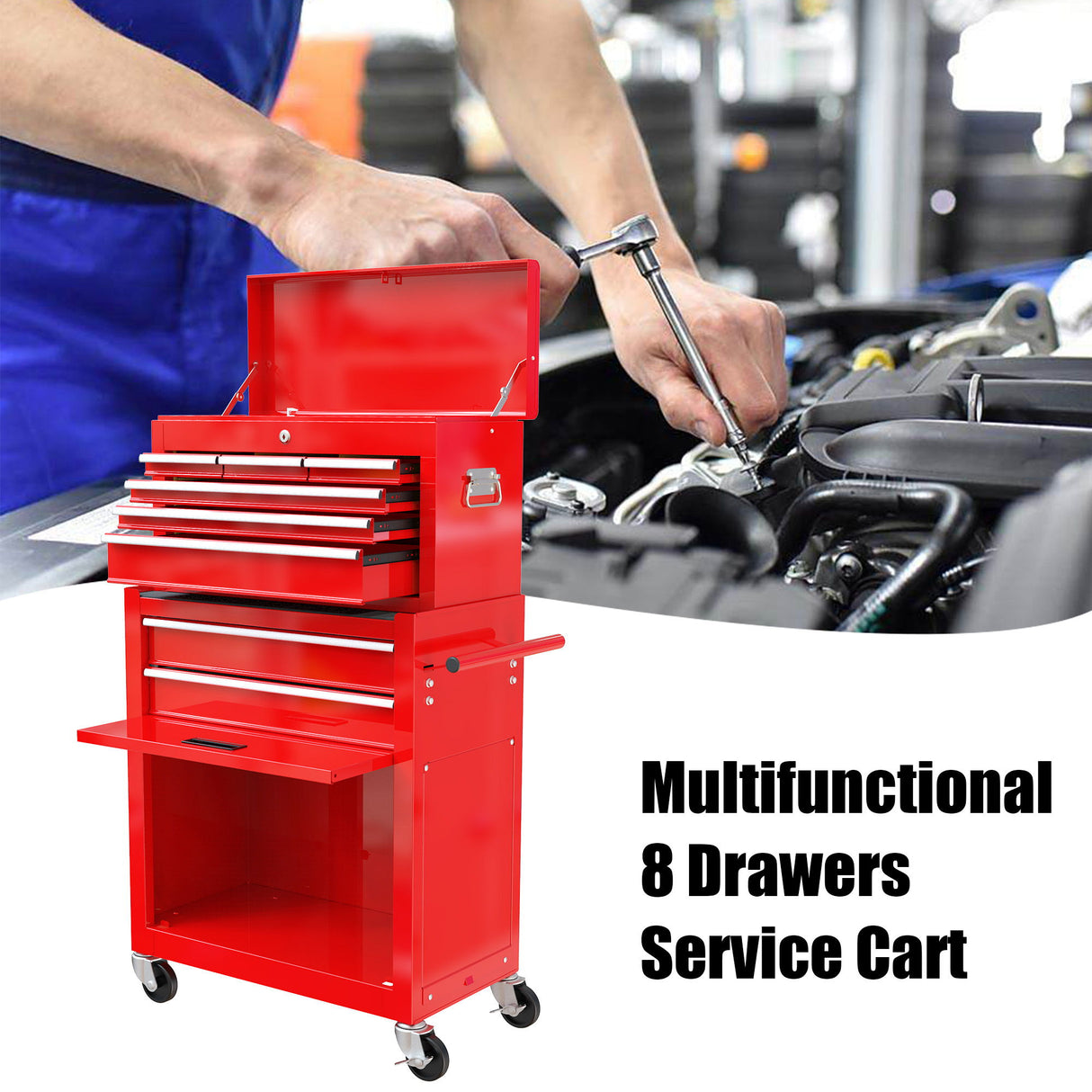 High Capacity Rolling Tool Chest With Wheels And Drawers, Storage Cabinet