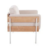 Kari - Farmhouse Accent Chair - White Metal, Natural Wood