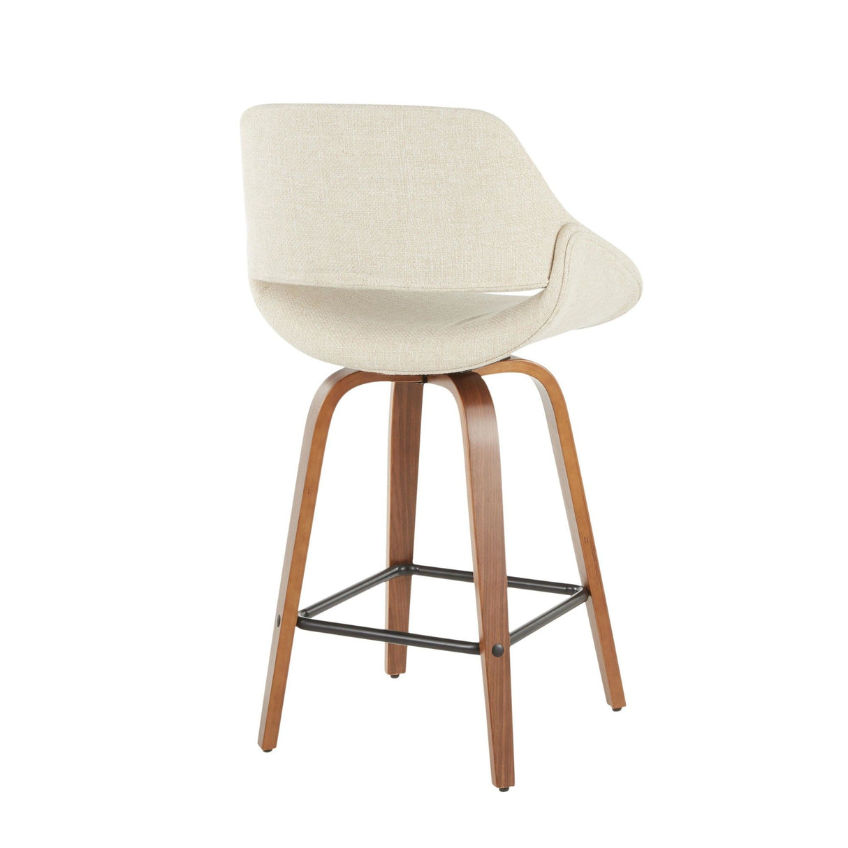 Fabrizzi - Counter Stool (Set of 2) - Walnut And Cream Fabric