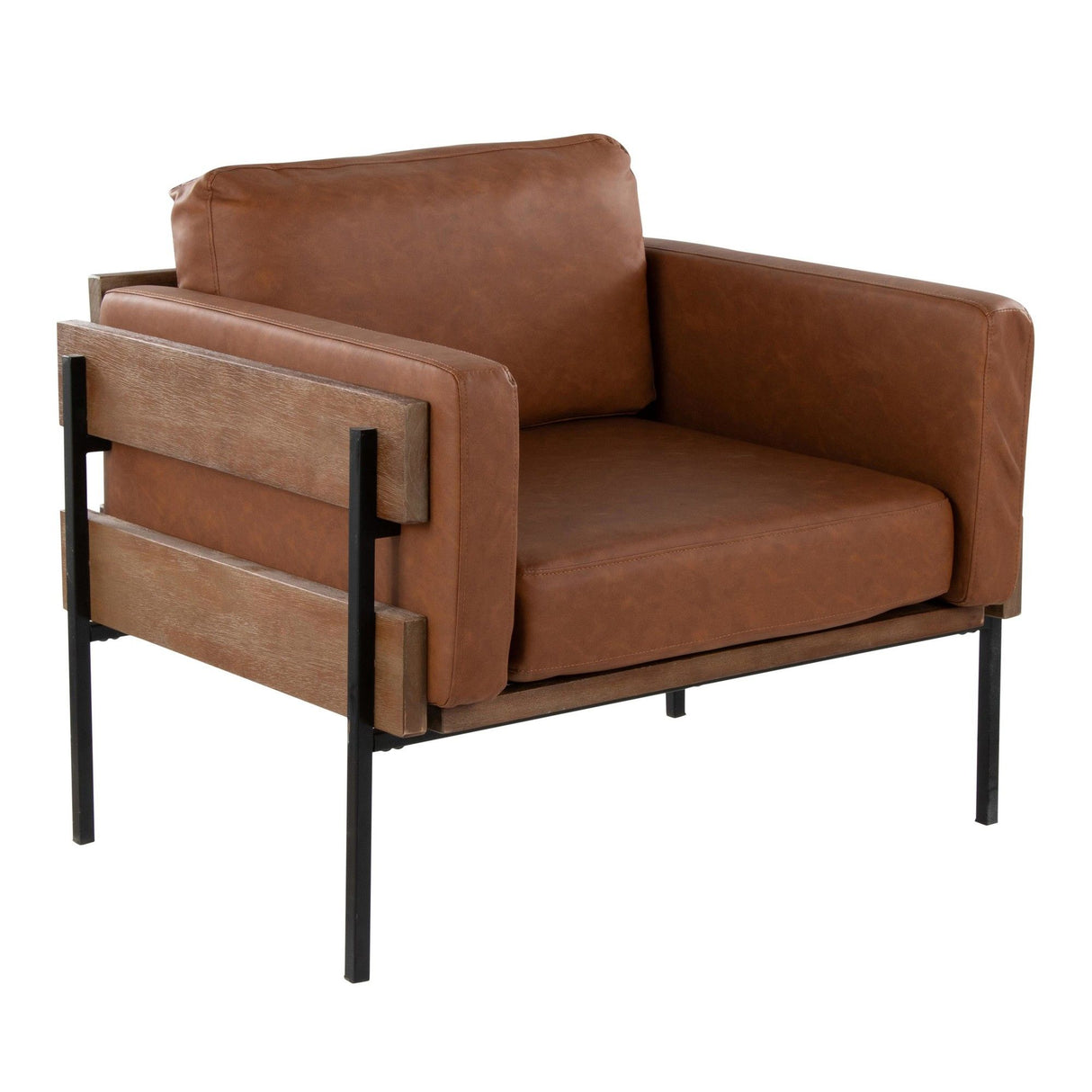 Kari - Farmhouse Accent Chair - Black Metal, Brown Wood