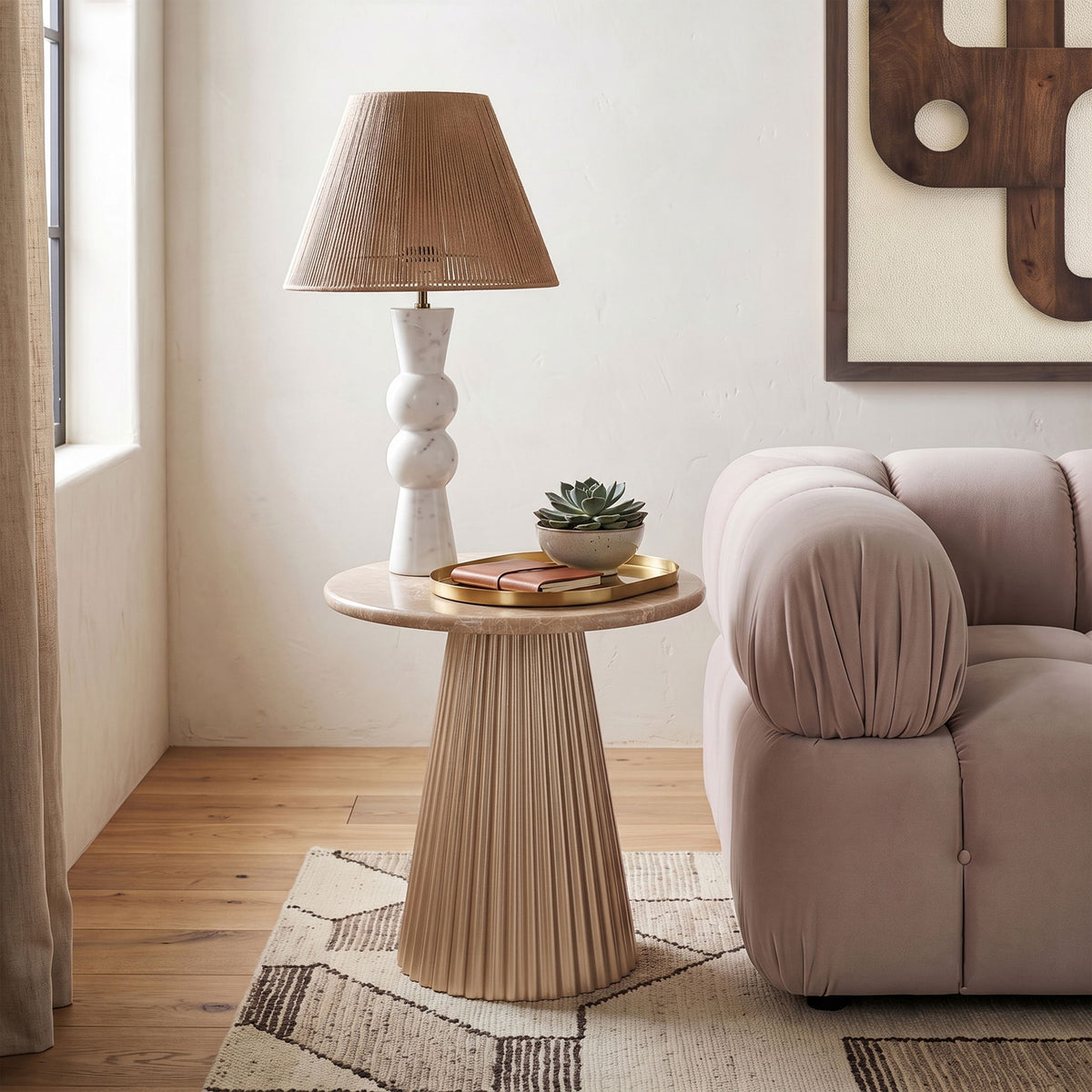 Cindra - Genuine Marble Top And Iron Base Table