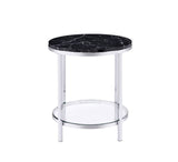 Virlana - End Table - Faux Black Marble Top & Chrome