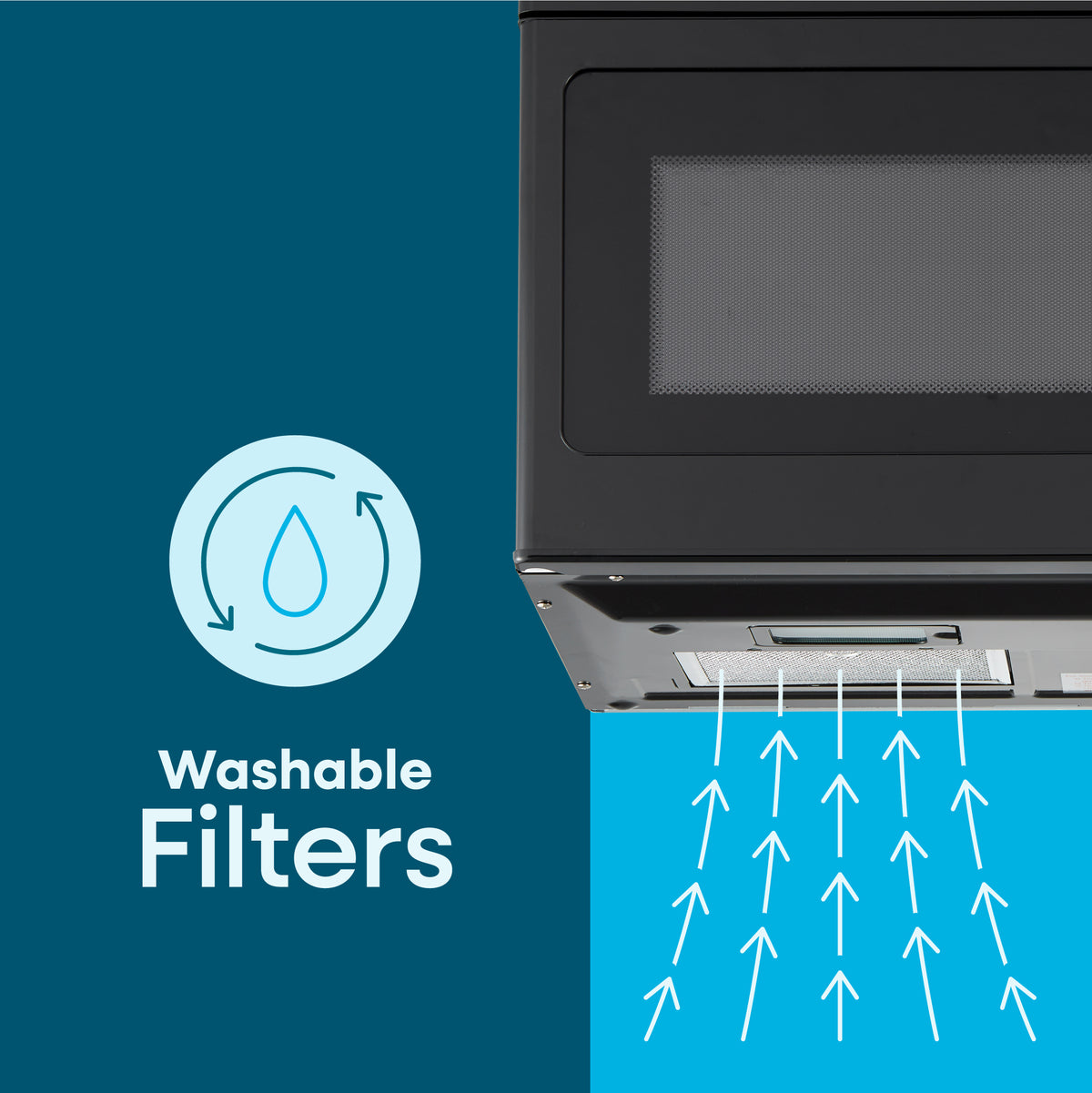 Element EM1601RQCB Over-the-Range Microwave - underside with filters