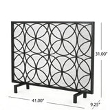 Thayer - Single Panel Iron Fireplace Screen With Geometric Design