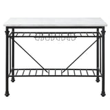 Mera - Kitchen Island - White Marble Top & Gray