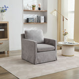 Upholstered Skirted Swivel Chair With Removable Back Cushion For Living Room
