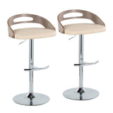 Cassis - Adjustable Swivel Barstool (Set of 2) - Chrome Metal Frame And Light Gray Wood