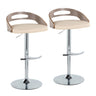 Cassis - Adjustable Swivel Barstool (Set of 2) - Chrome Metal Frame And Light Gray Wood