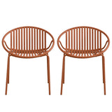 Stackable Outdoor Chairs With Breathable Plastic Backrest (Set of 2)