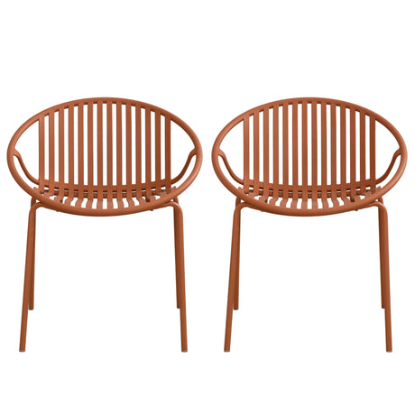 Stackable Outdoor Chairs With Breathable Plastic Backrest (Set of 2)