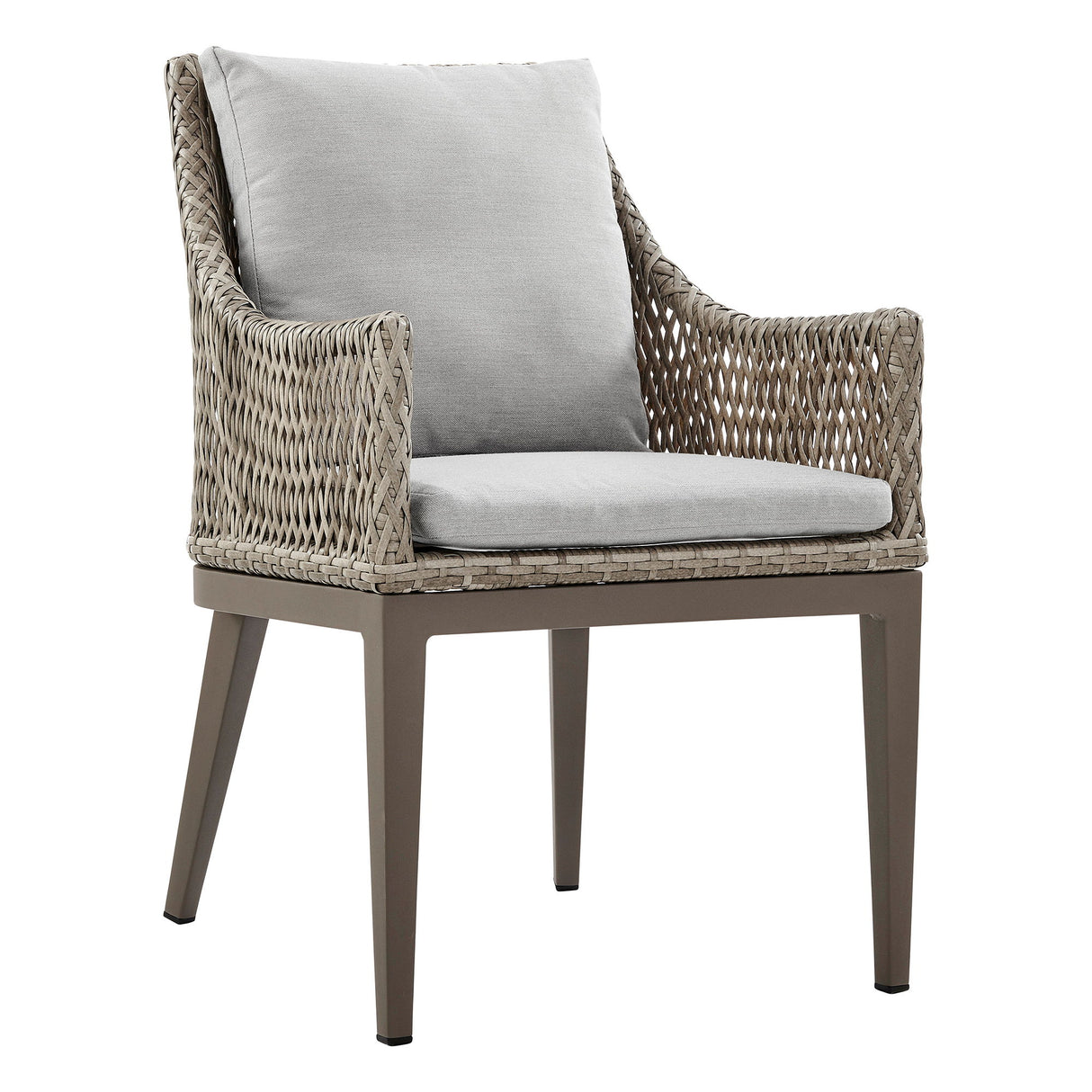 Silvana - Outdoor Wicker And Aluminum Dining Chair With Cushions (Set of 2) - Gray / Beige