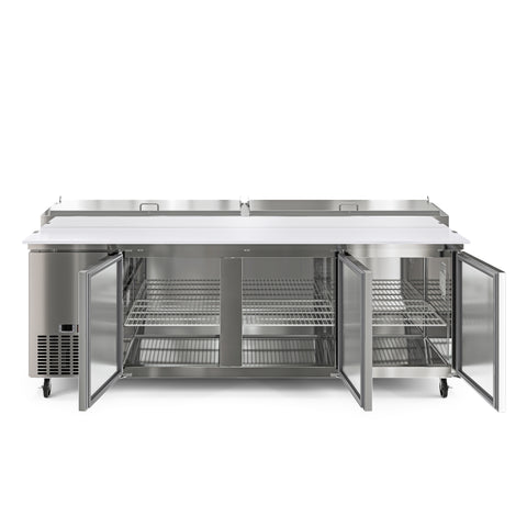 92 In. Three Door Commercial Pizza Prep Refrigerator in Stainless-Steel (KM-RPPS-3DSS)