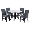 Elegant 5 Piece Dining Set Dark Chairs Top Table With Lower Shelf Kitchen Dining Room