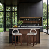 Conrad - Linen Counter Stool With Brown Legs